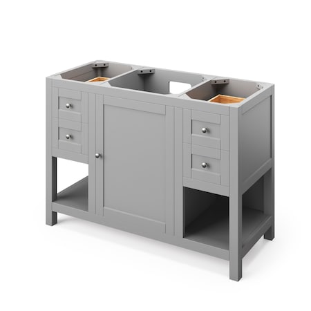 Jeffrey Alexander 48" Grey Astoria Vanity, Calacatta Vienna Quartz Vanity Top, undermount rectangle bowl VKITAST48GRCQR